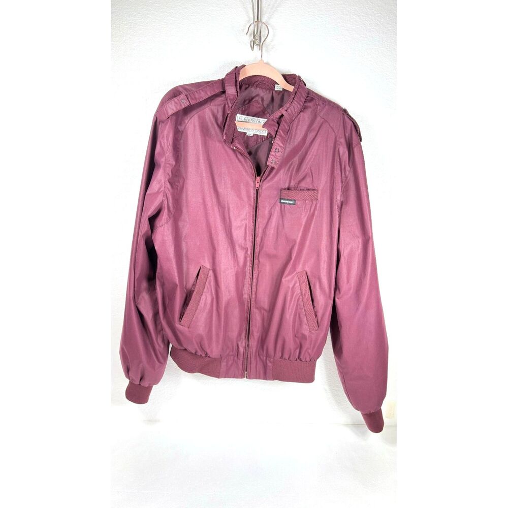 Vintage Members Only Men's Plum Burgundy Bomber Jacket Full Zip 80s 44L RN 28593